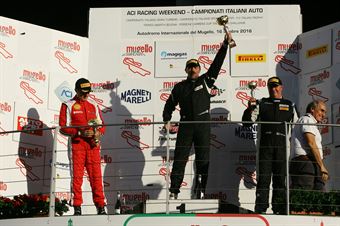 Podio Trofeo Pirelli gara 1,Francesco La Mazza (Easy Race,Ferrari 458 Italia GT3 #69) Marco Galassi (Team Malucelli,Ferrari 458 Italia GT3 #60), Polo Venerosi (Ebimotors,Porsche 911 GT3 R #88) , ITALIAN GRAN TURISMO CHAMPIONSHIP